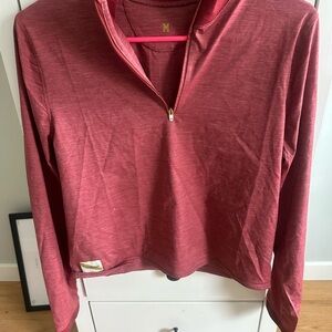 Tracksmith Maroon Long Sleeve Quarter-Zip Top
